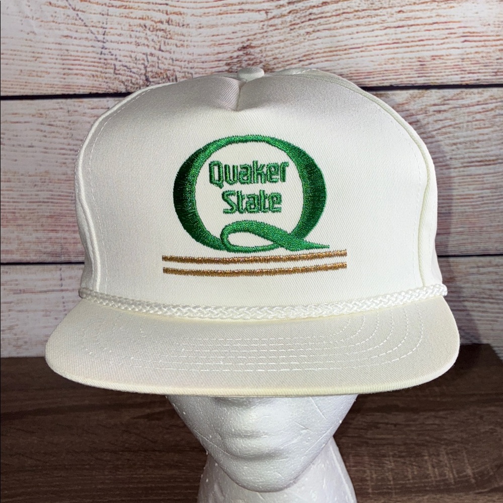 Vintage 80’s Quaker State White and Green Snapback Cap